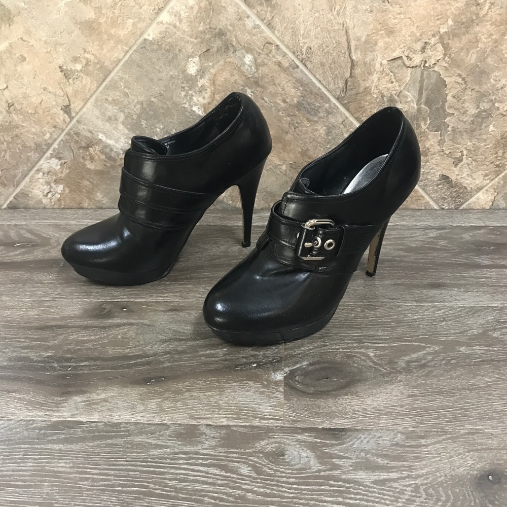 J-Lo Black Leather Platform Bootie